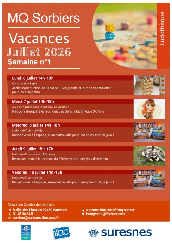Programmation juillet 2026 ludothèque